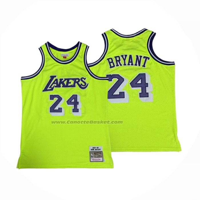 Maglia Los Angeles Lakers Kobe Bryant No 24 Mitchell & Ness 2007-08 Verde